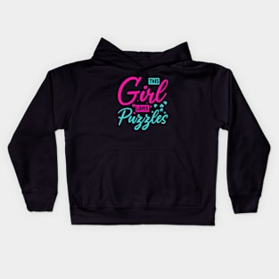 this girl loves Puzzles, Funny Puzzle Art lovers Kids Hoodie